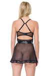 Coquette Sexy Sheer Mesh Padded Underwire Cups Babydoll Black