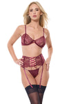 Coquette Sexy Lace Garter Bra Set Plum
