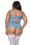 Queen Sexy Lace Underwire Cups Merrywidow Bustier Blue
