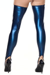 Darque Blue Metallic Stay Up Stockings Stretch Thigh Highs