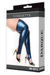 Darque Blue Metallic Stay Up Stockings Stretch Thigh Highs