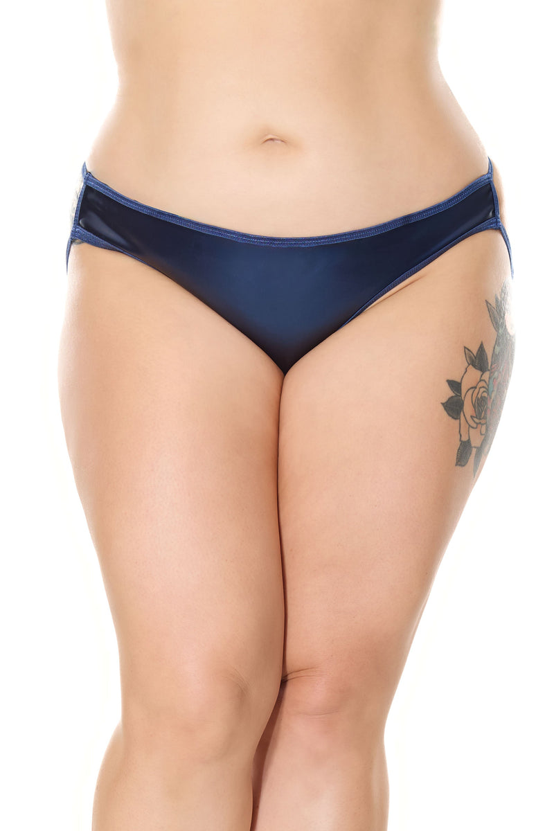 Darque Blue Metallic Chain Caged Back Panty