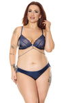 Darque Blue Metallic Chain Caged Back Panty
