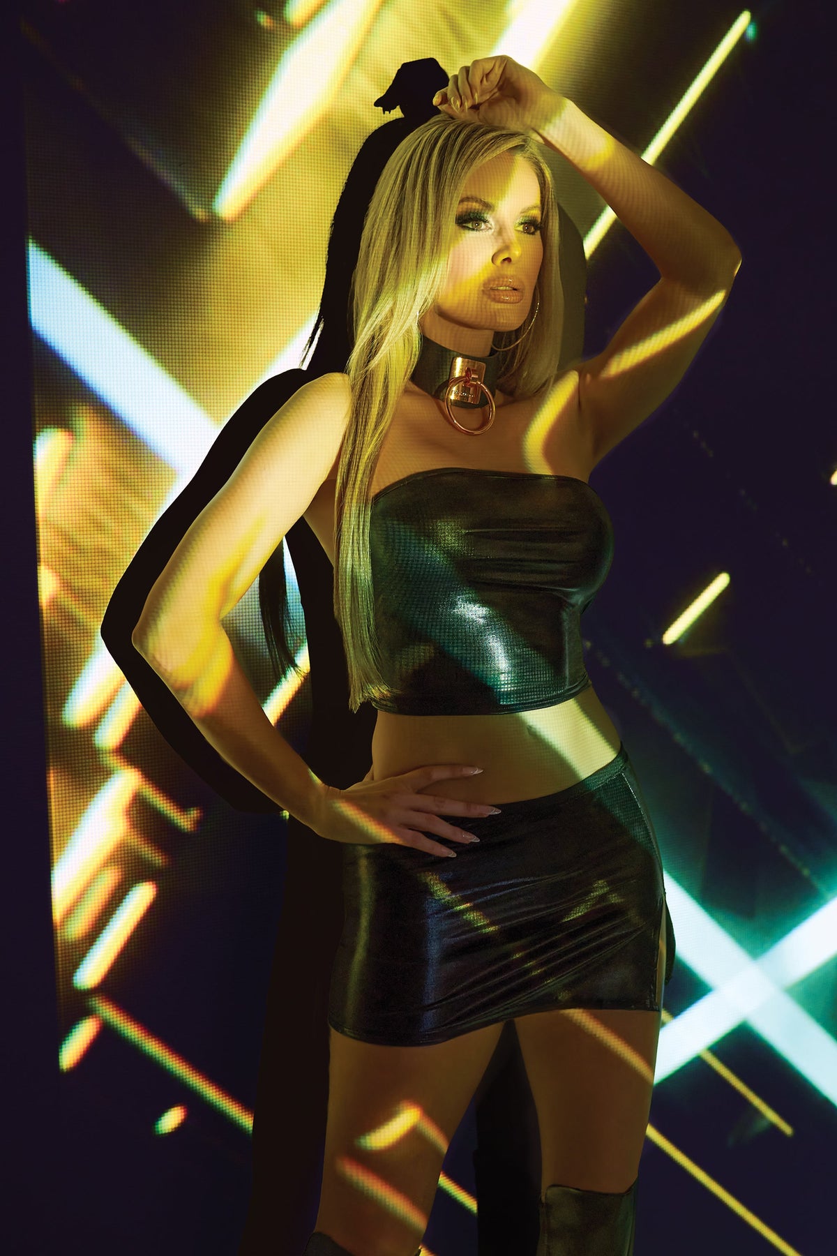 Darque Wet Look Mini Skirt Black