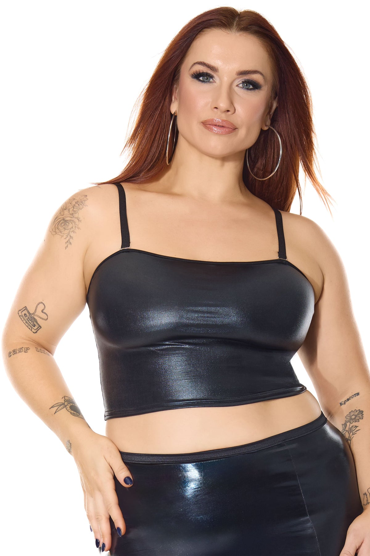 Darque Wet Look Tube Top Black