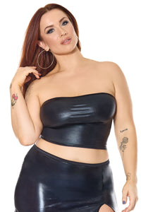 Darque Wet Look Tube Top Black