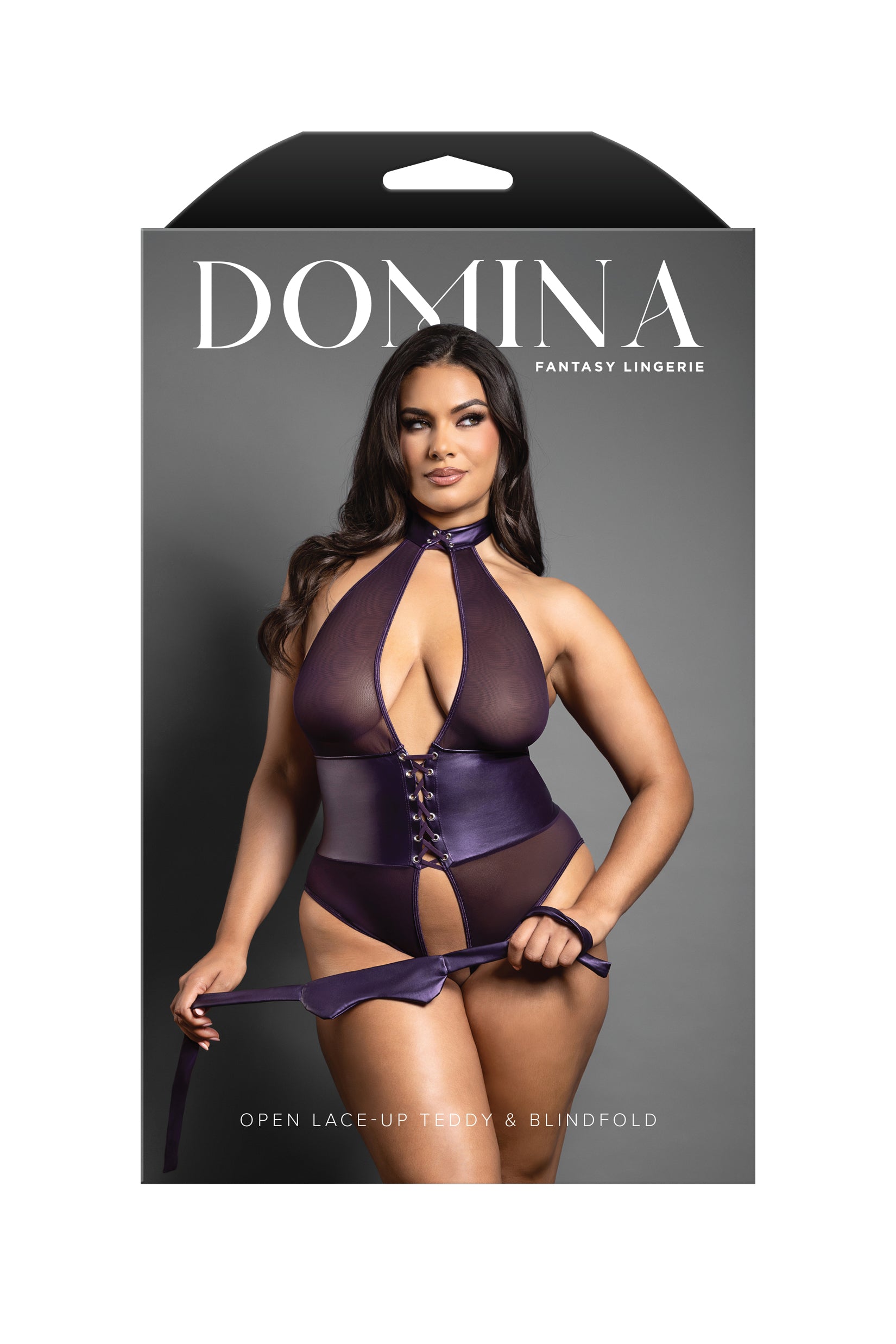 Fantasy Domina Open Lace-up Teddy & Blindfold Set