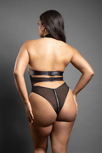 Fantasy Domina Cupless Zipper Teddy & One Pair of Pasties Set