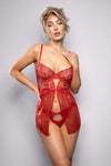 Ruby Shimmer Lace & Mesh Babydoll Set