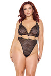 Pleasure Teddy Midriff Cutout Nipple Hardware Chain Leopard Queen