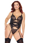 Pleasure Nipple Hardware Chain Leopard Underwire Cups Bustier Set Queen