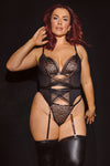 Pleasure Nipple Hardware Chain Leopard Underwire Cups Bustier Set Queen