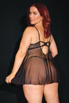 Pleasure Nipple Hardware Chain Sheer Babydoll & G-String Leopard Queen