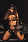 Pleasure Nipple Hardware Chain Leopard Underwire Cups Bra & G-String