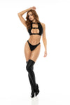Mapale Lina Edgy Buckles Rebel Bra Set Wet Look Black-Rebel Romance