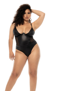 Mapale Queen Bibi Edgy Underwire Rebel Bodysuit Teddy Wet Look Black-Rebel Romance