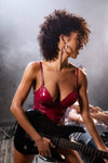 Mapale Iconic Vinyl Underwire Bustier Set Gloss Wine-Rebel Romance