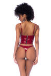 Mapale Iconic Vinyl Underwire Bustier Set Gloss Wine-Rebel Romance