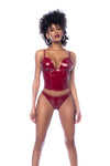 Mapale Iconic Vinyl Underwire Bustier Set Gloss Wine-Rebel Romance