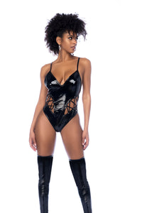 Mapale Unleash Vinyl Bodysuit Teddy Gloss Black-Rebel Romance