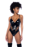 Mapale Unleash Vinyl Bodysuit Teddy Gloss Black-Rebel Romance