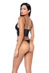 Bold Black Faux Leather Underwire Bustier Set