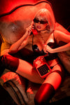 Bold Black Faux Leather Underwire Bustier Set