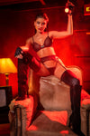 Rebellious Garter Bra Set Bold Fishnet Mesh Black