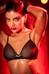 Rebellious Garter Bra Set Bold Fishnet Mesh Black