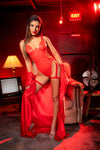 Sleek Faux Leather Underwire Bodysuit Red