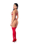 Spotlight Rhinestone Fringe Open Cup Bra Set Red