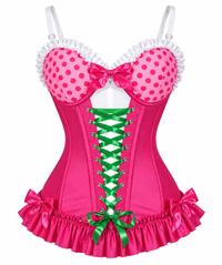 Lavish Raspberry Ruffle Sweetheart Bustier Corset