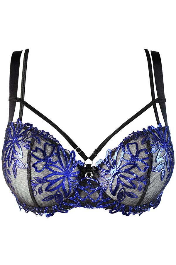 Axami 10221 Brillance Embroidery Balconette Bra Blue Shimmer