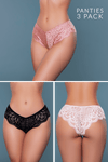 BeWicked Aurora Bikini Brief Panties 3 Pack Black, Beige, Bronze