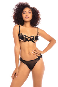 Sydney Applique Roses Open Cups Bra Set