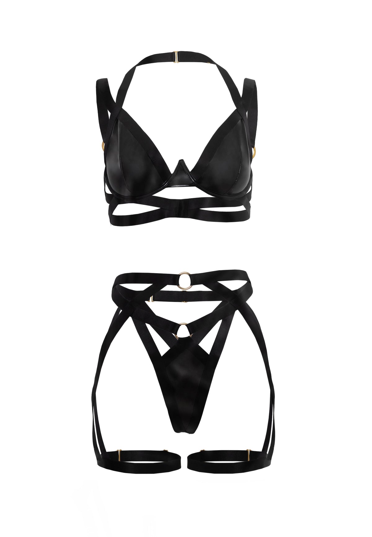 Lover Gartered Plunge Bra Set