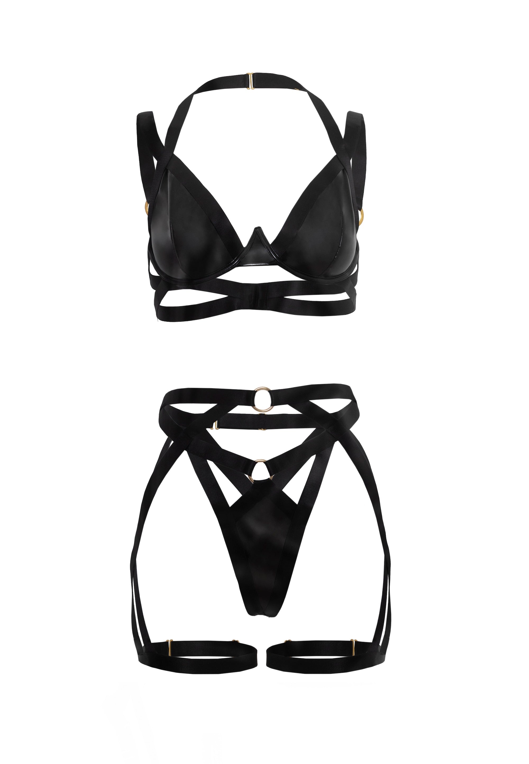 Lover Gartered Plunge Bra Set