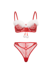 April Pin Dot Mesh Bra Set