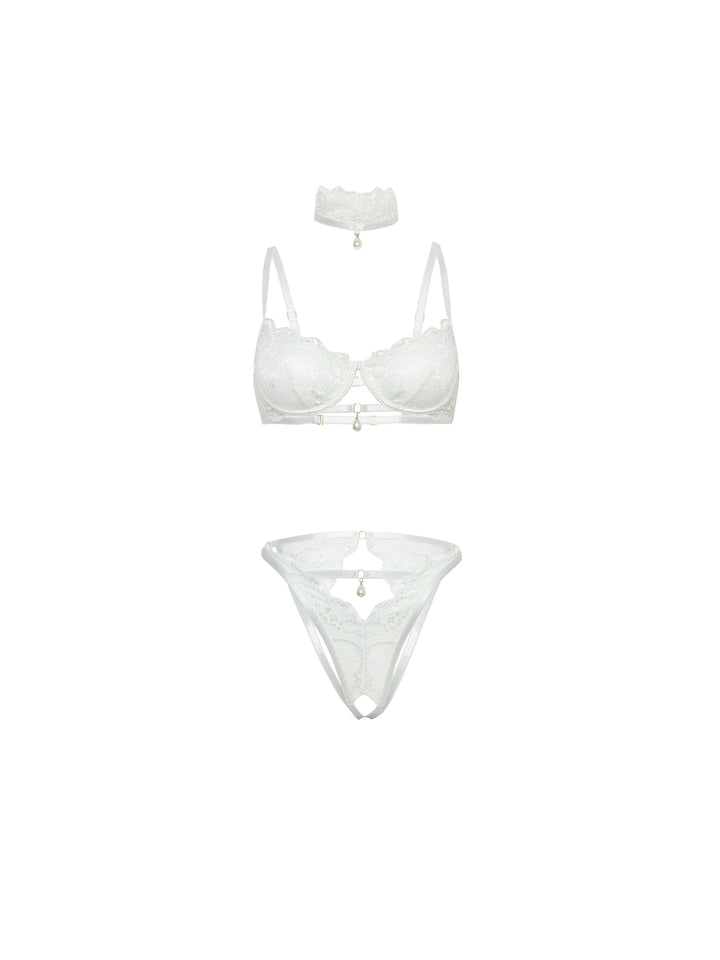 Oh la la Cheri Bridal Perla Lace Bra Set White