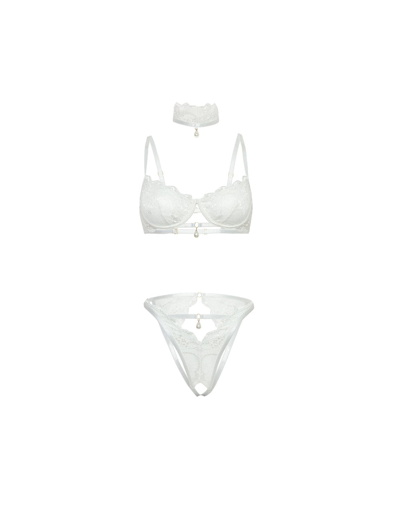 Bridal Perla Lace Bra Set White