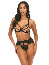 Annika Open Cup Fringe Bra Set
