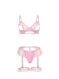 Selma Open Cups Ruffled Bra Set