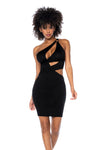 Mapale Edgy Asymmetrical Cut Out Dress Black-Rebel Romance