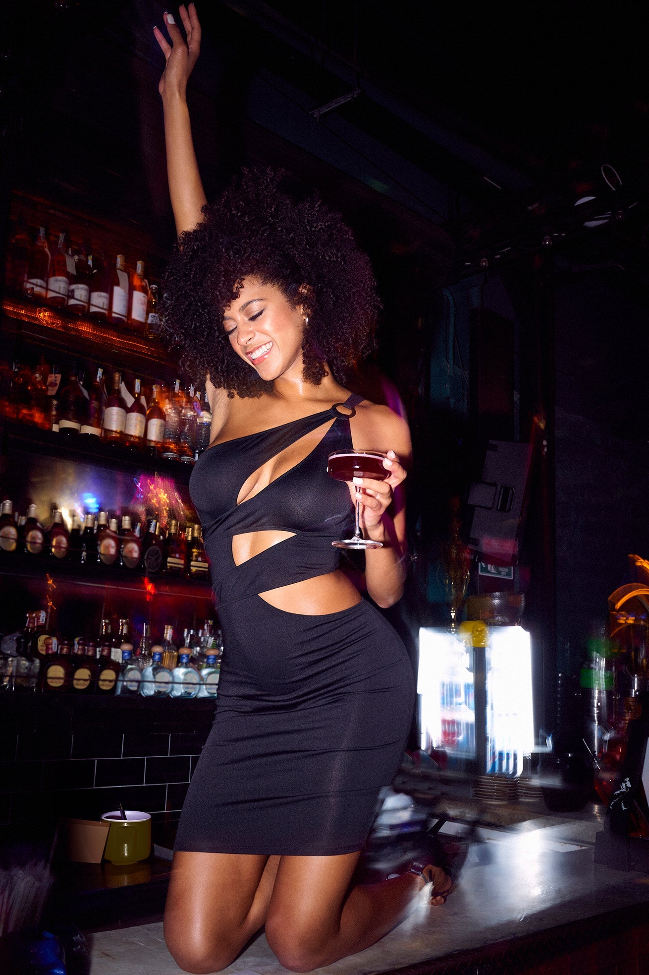 Mapale Edgy Asymmetrical Cut Out Dress Black-Rebel Romance