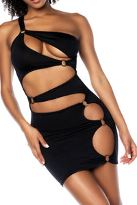 Mapale Provocative Asymmetrical Cuts Dress Black-Rebel Romance