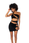Mapale Provocative Asymmetrical Cuts Dress Black-Rebel Romance