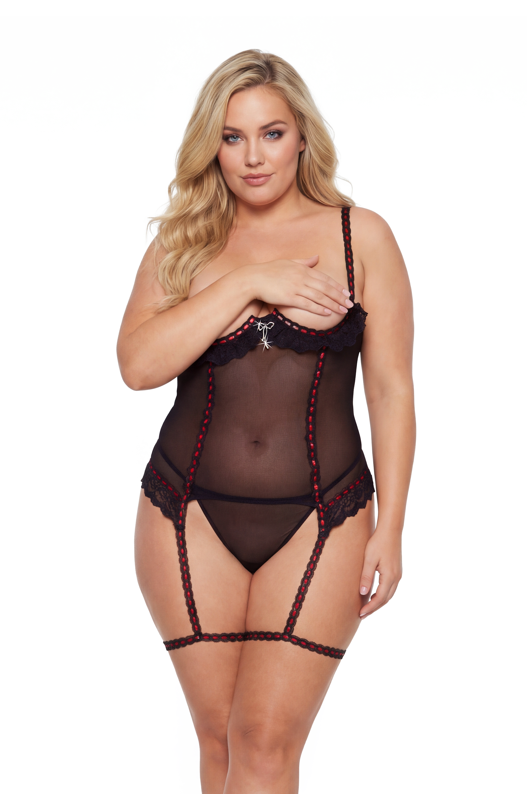 Escante Vixen Jewel Open Cups Bustier Set
