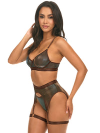 Jade Gartered Bra Set Fall Iridescent/Chocolate