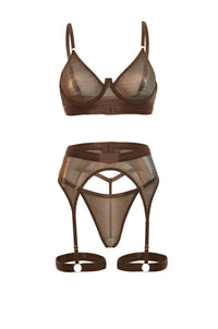 Jade Gartered Bra Set Fall Iridescent/Chocolate