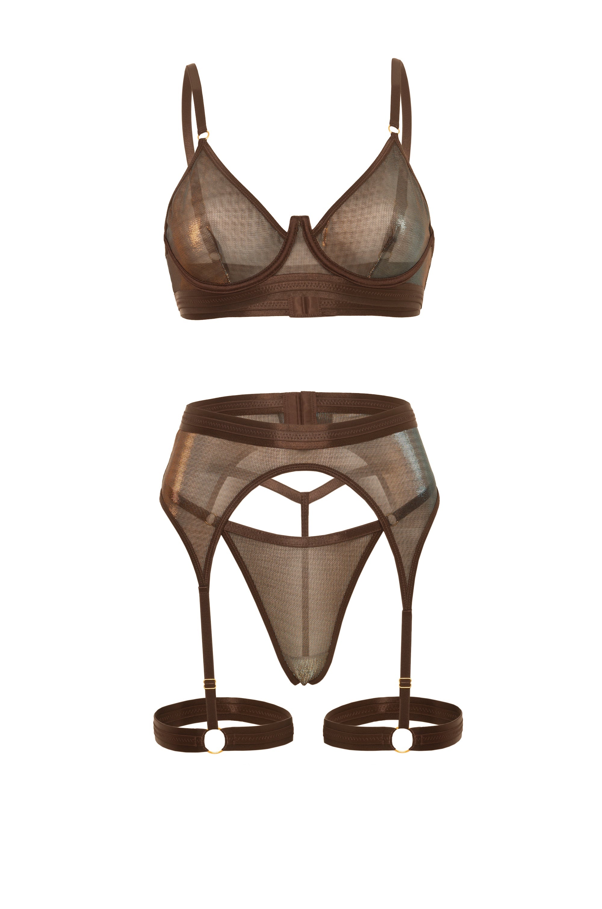 Jade Gartered Bra Set Fall Iridescent/Chocolate